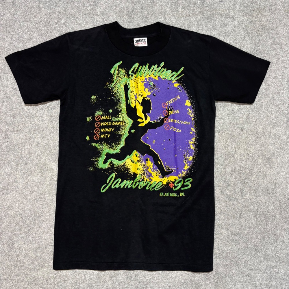 Vintage 1993 BSA National Jamboree T Shirt Mens Medium Oneita Power 50 Black 90s